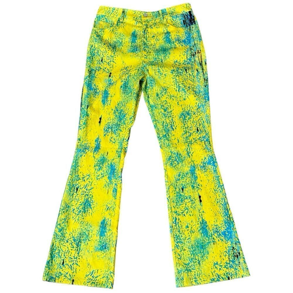NwoT FINESSE Thea Multi Print Abstract High-rise Flare Leg Pants Long - Size M - Picture 2 of 7